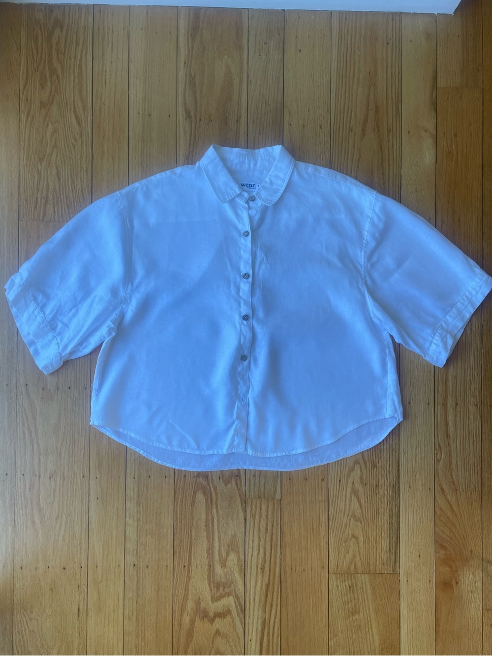 Cropped White Button-Down Shirt
